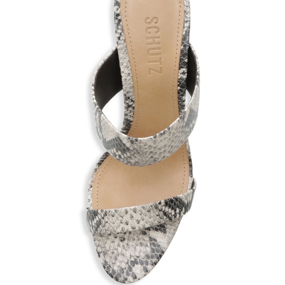 Schutz Snakeskin Embossed Leather Mules - Picture 4 of 11